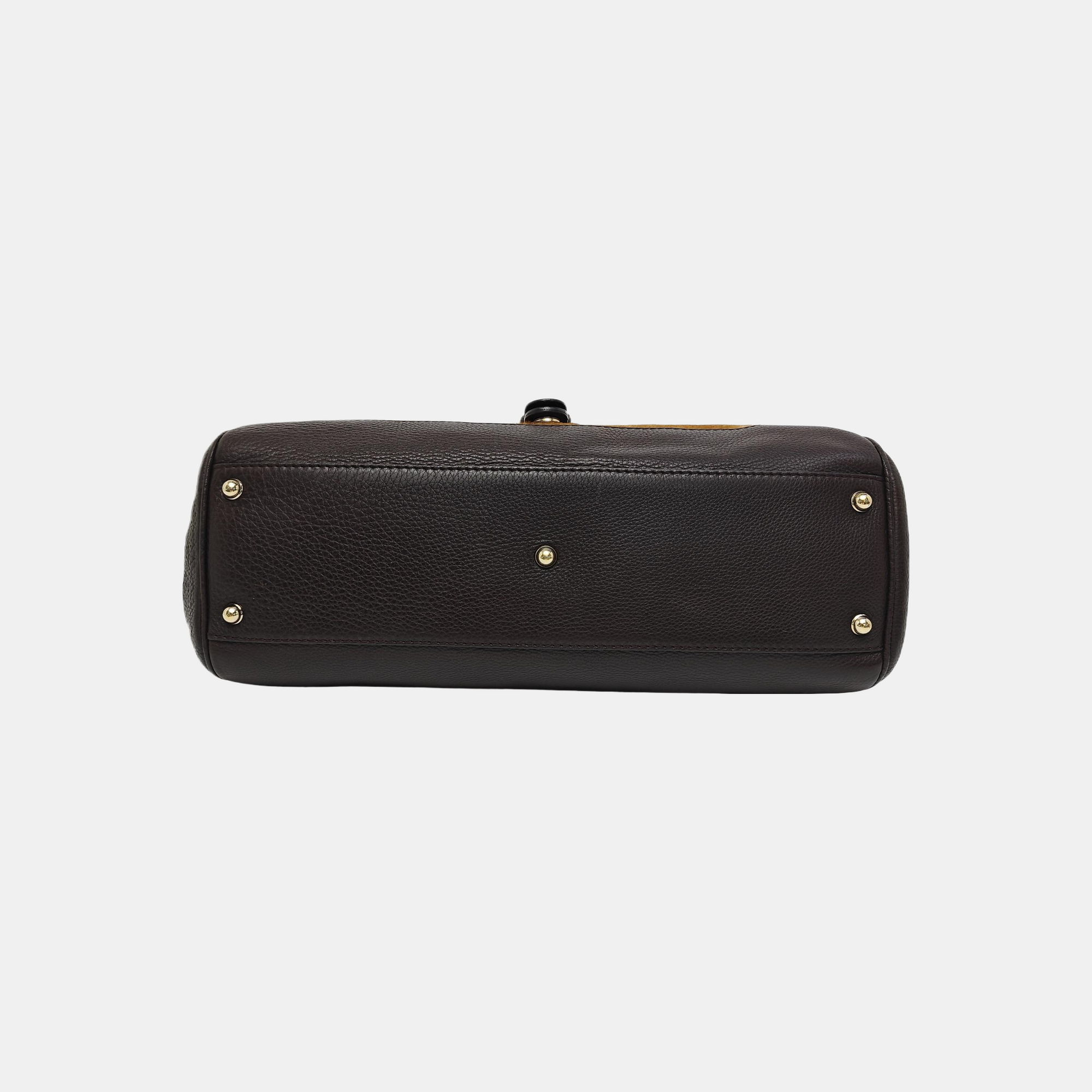 Calfskin Top Handle Bag Brown