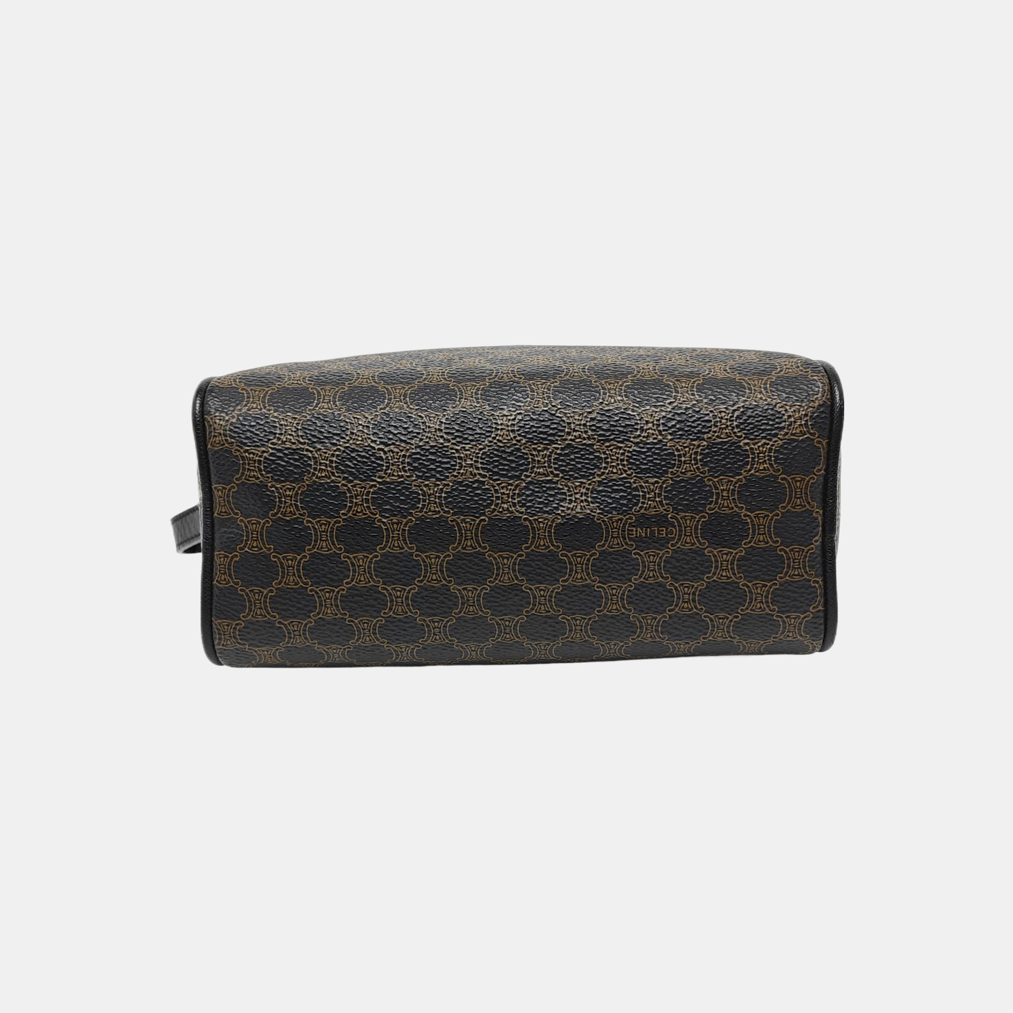 Coated Canvas Shoulder Bag Black