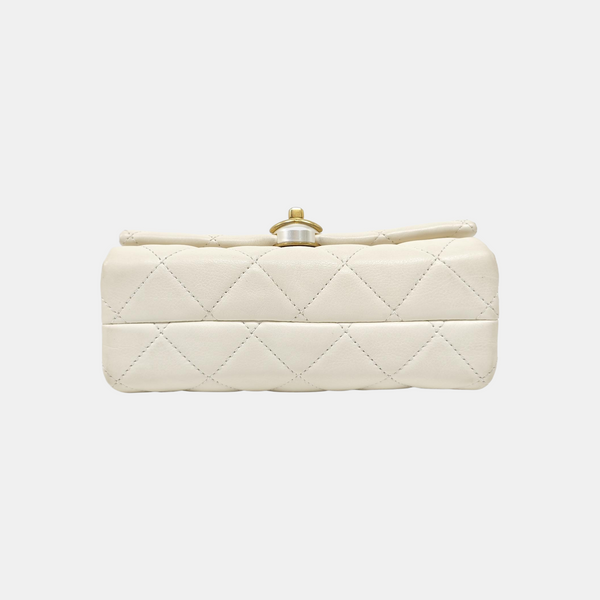 Quilted Calfskin Shoulder Bag White