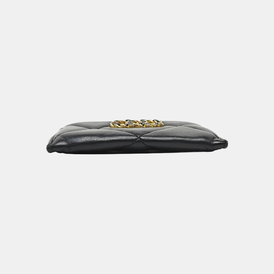 CHANEL 19 Small Quilted Lambskin Black Card Holder