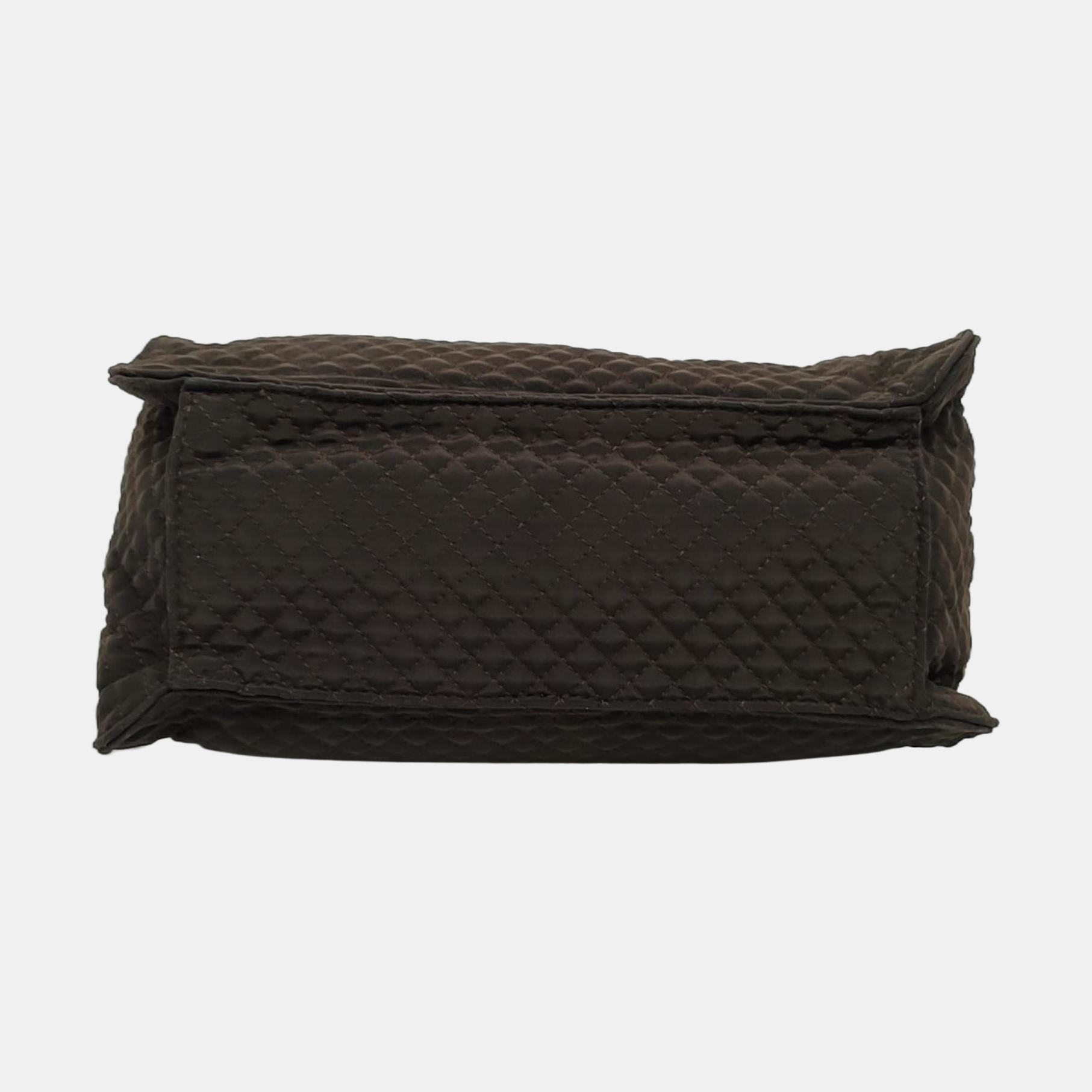 Quilted Canvas Tote Bag Brown