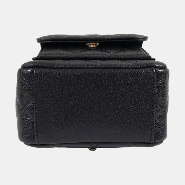 Mini Quilted Grained Calfskin Black