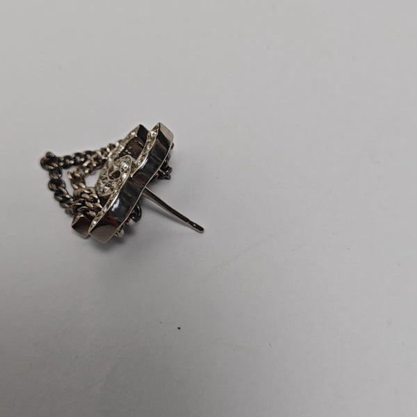 CC Logo Metal Silver Stud Earrings