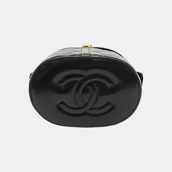 Quilted Calfskin Top Handle Bag Black