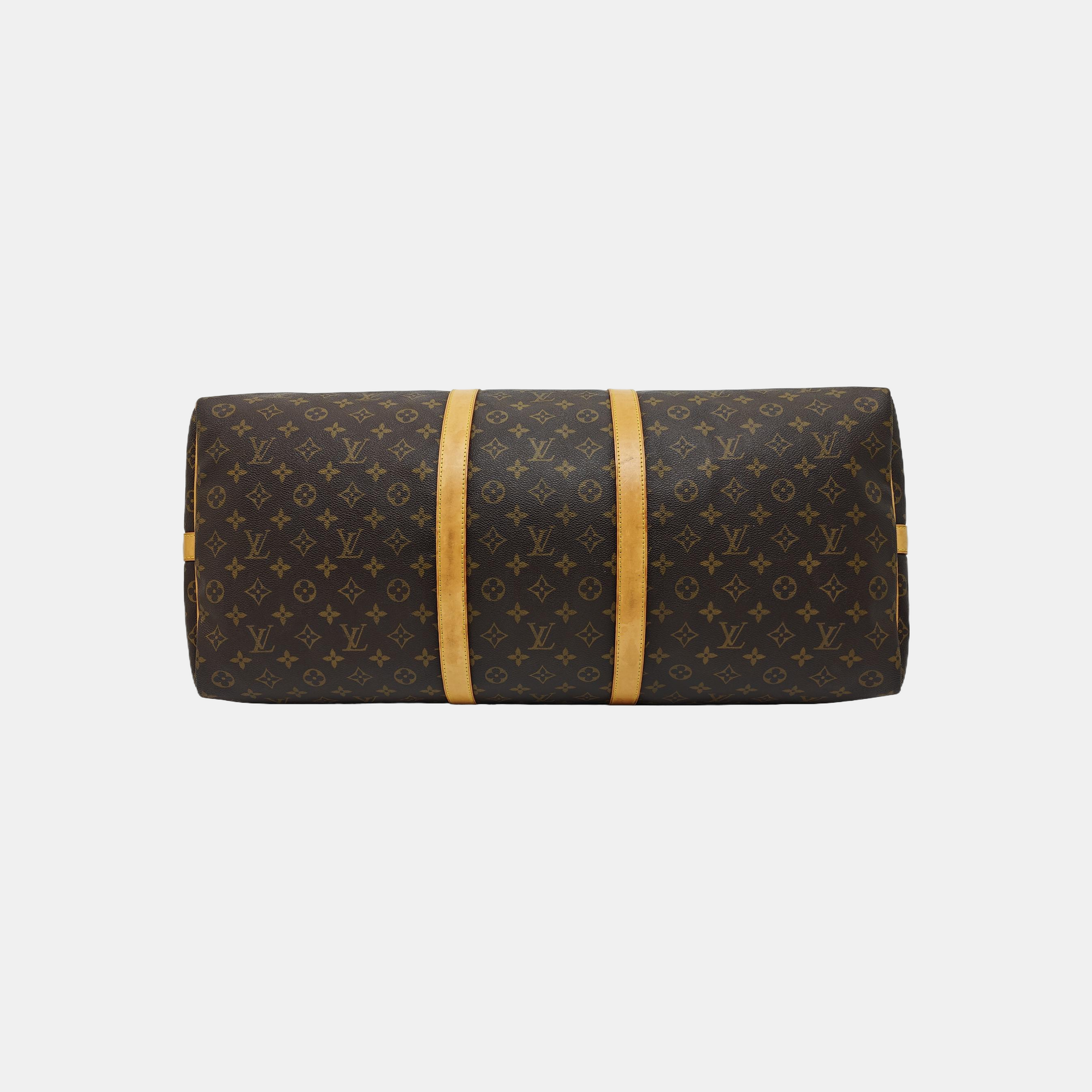 KEEPALL 60 Monogram Coated Canvas Brown