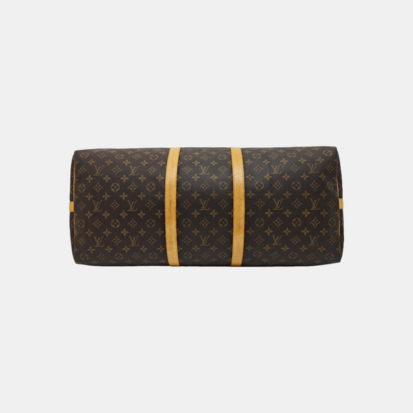 KEEPALL 60 Monogram Coated Canvas Brown
