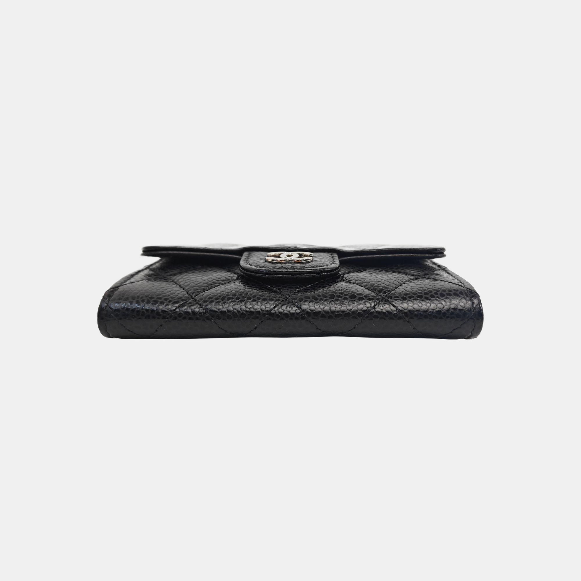 Quilted Grained Calfskin Wallet Black