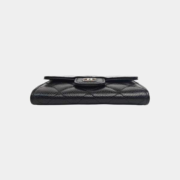 Quilted Grained Calfskin Wallet Black