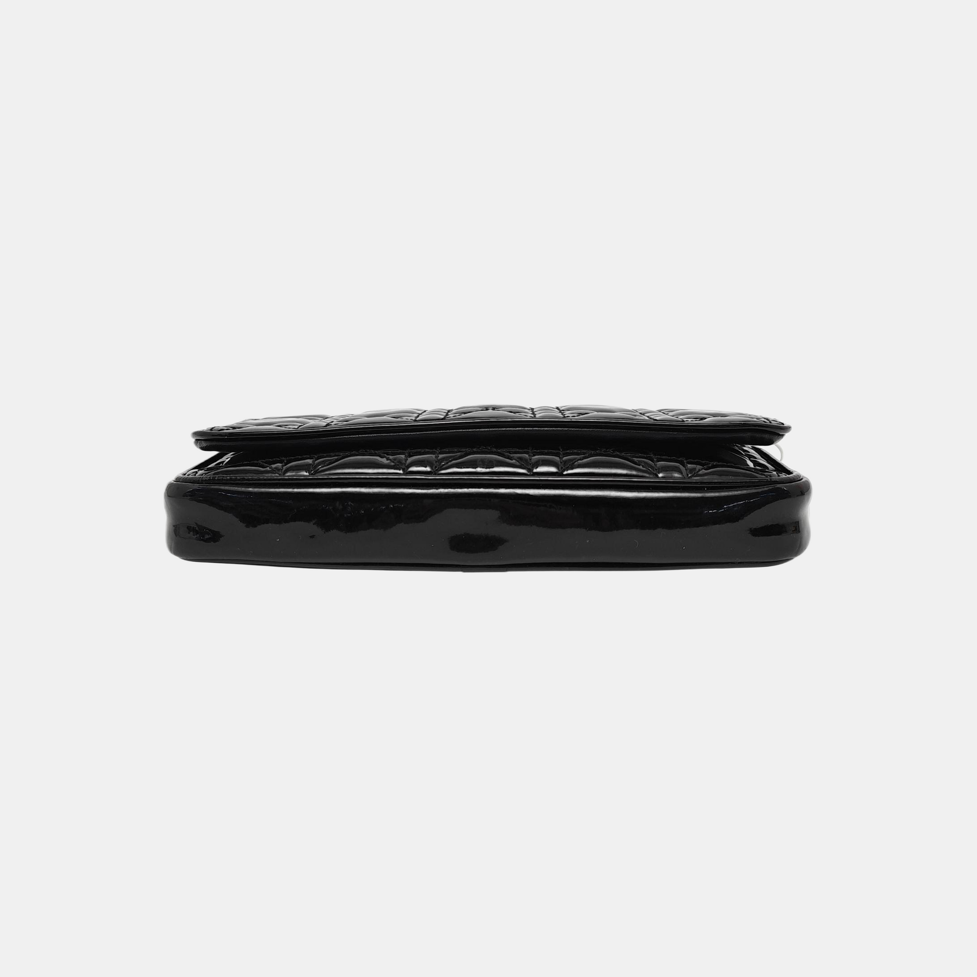 Lady Dior Small Cannage Patent Leather Black