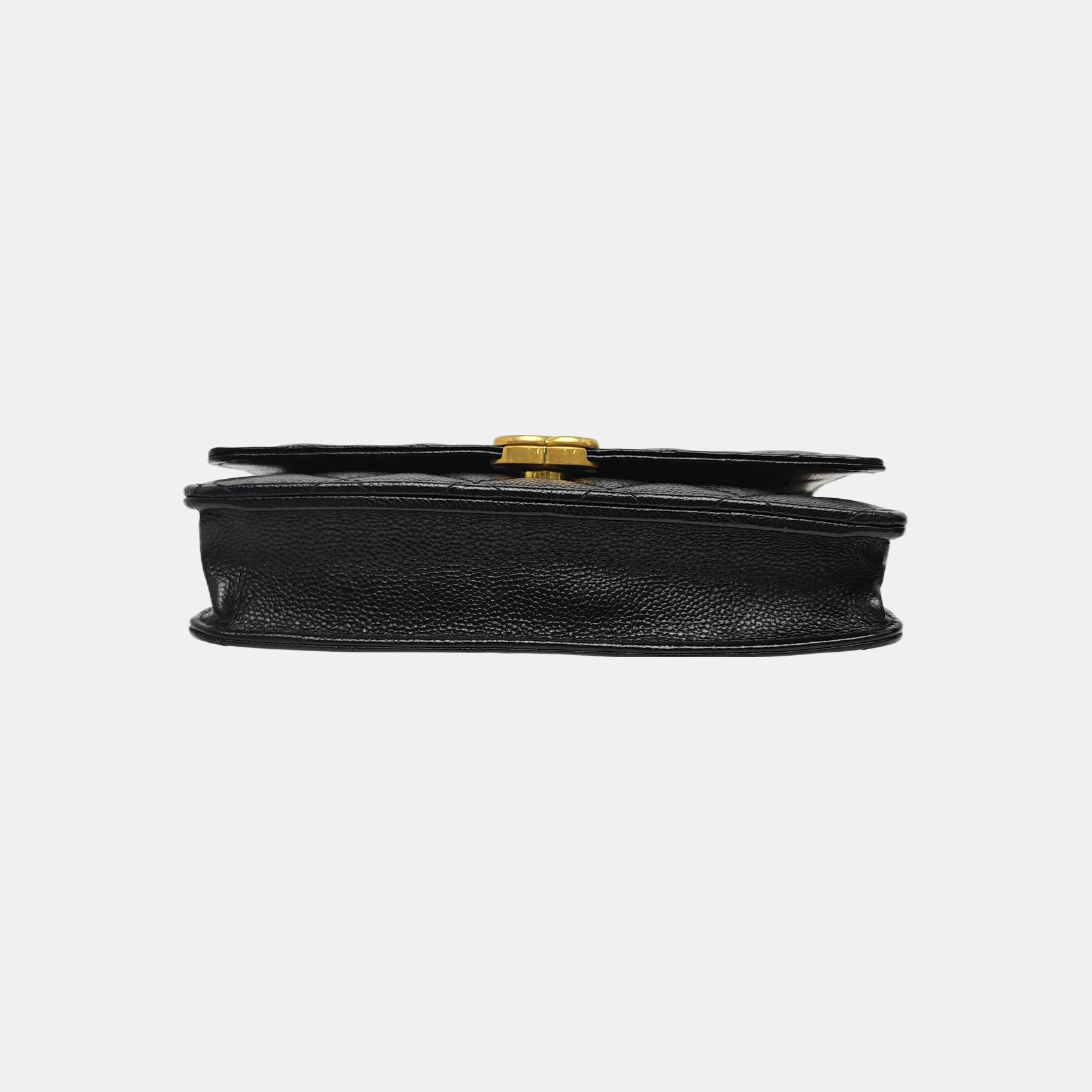 Quilted Grained Calfskin Shoulder Bag Black