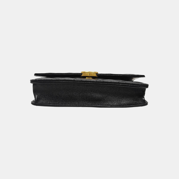 Quilted Grained Calfskin Shoulder Bag Black
