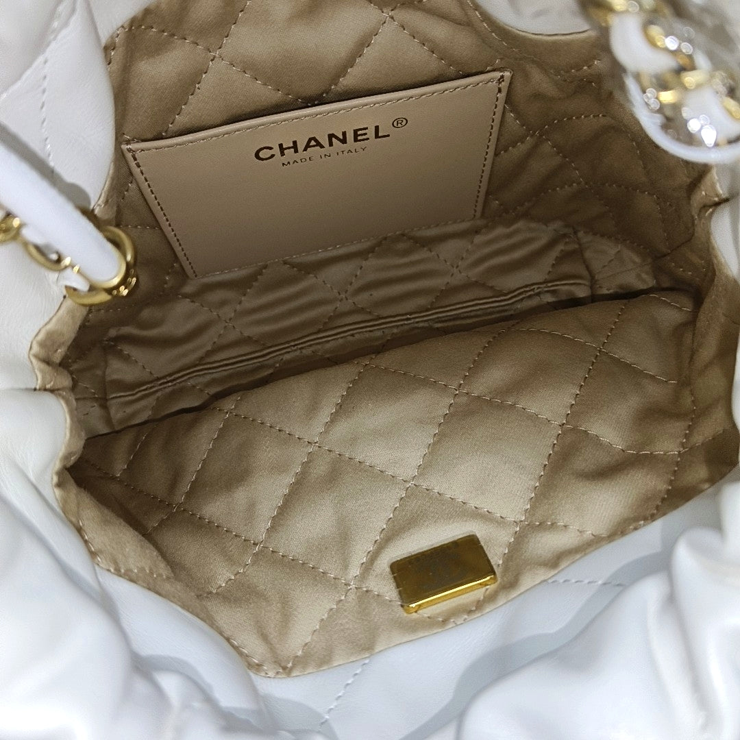 CHANEL 22 Mini Quilted Calfskin White