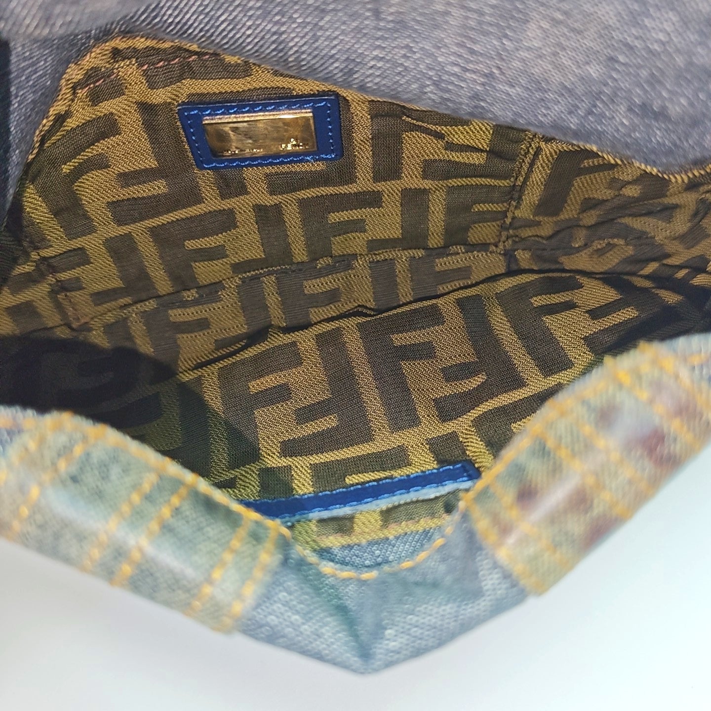 Denim Top Handle Bag Blue