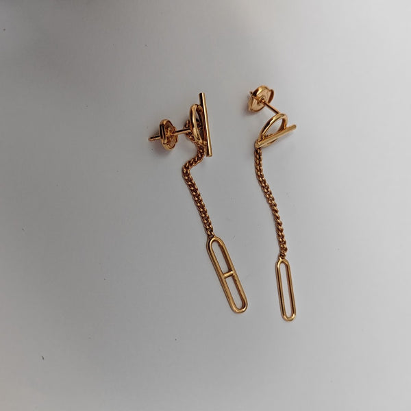Echappee Hermes 18k Rose Gold Stud Earrings