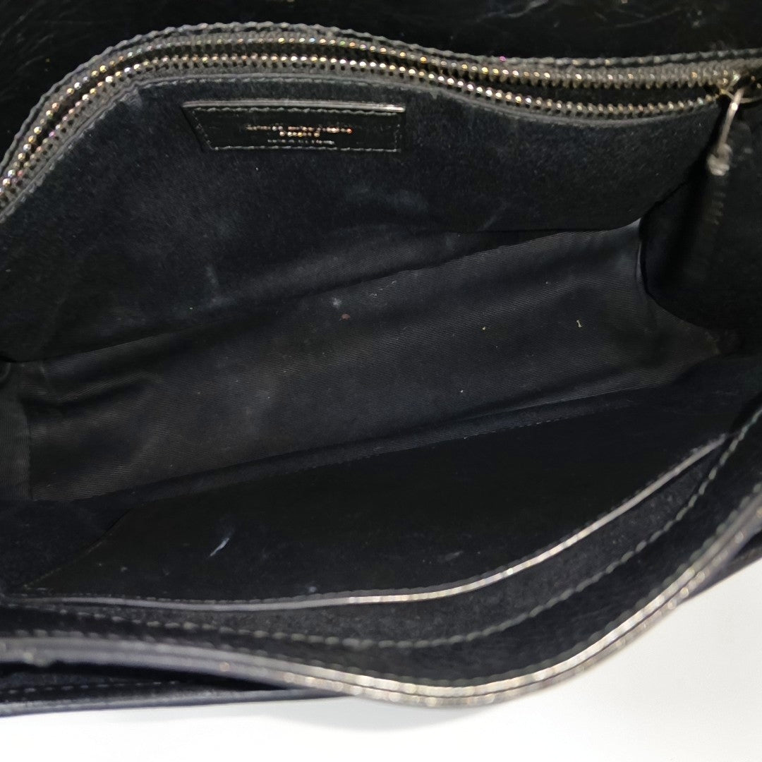 NIKI Medium Chevron Calfskin Black