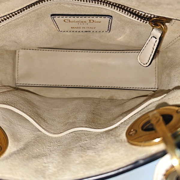 Authenticated pre-owned  Lady Dior Mini Lambskin White - Tote Bag at Looply