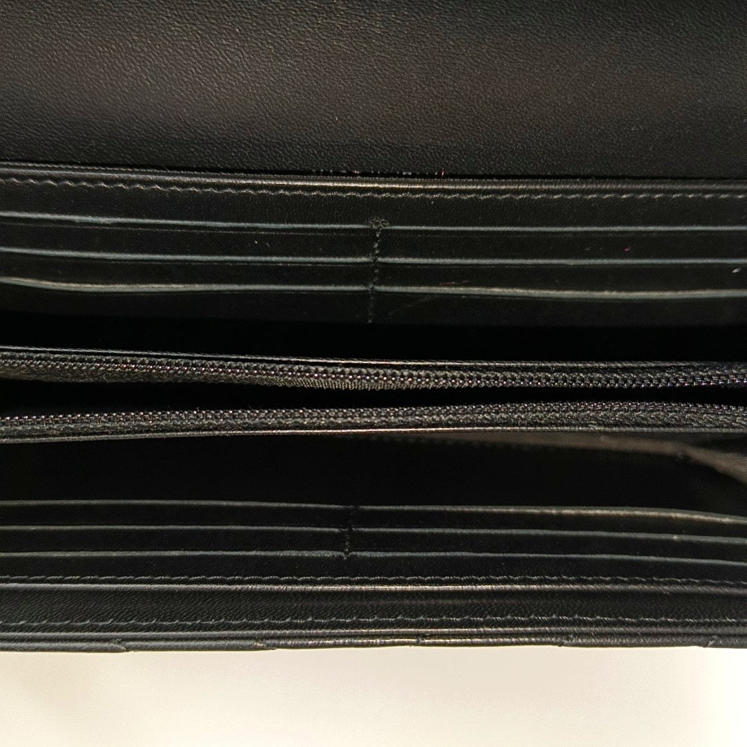 WOC Chevron Lambskin Black Wallet