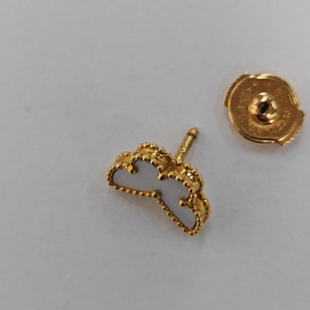 Sweet Alhambra 18k Gold White Stud Earrings
