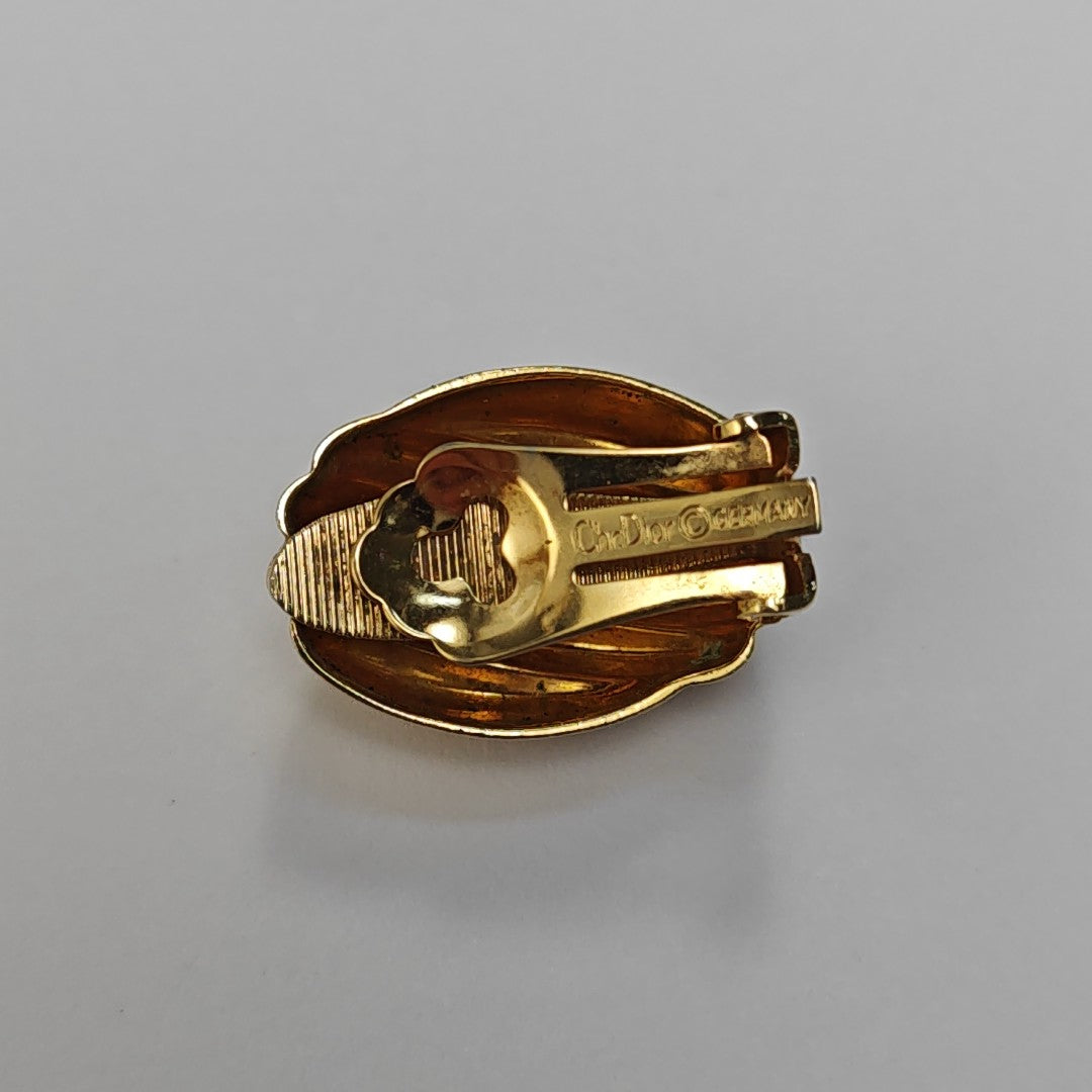 Twist Round Metal Gold Clip On Earrings