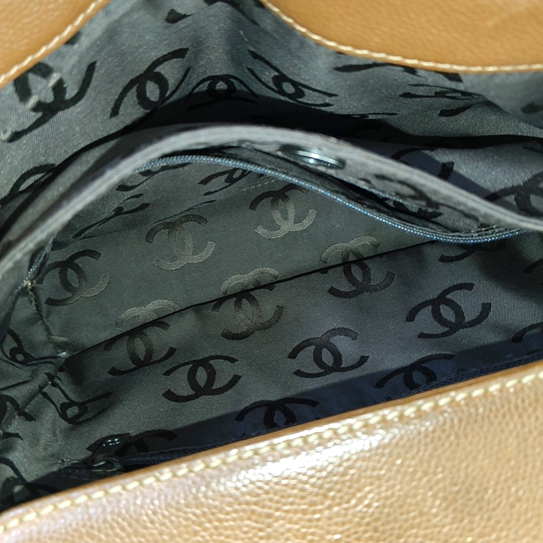 Grained Calfskin Shoulder Bag Brown