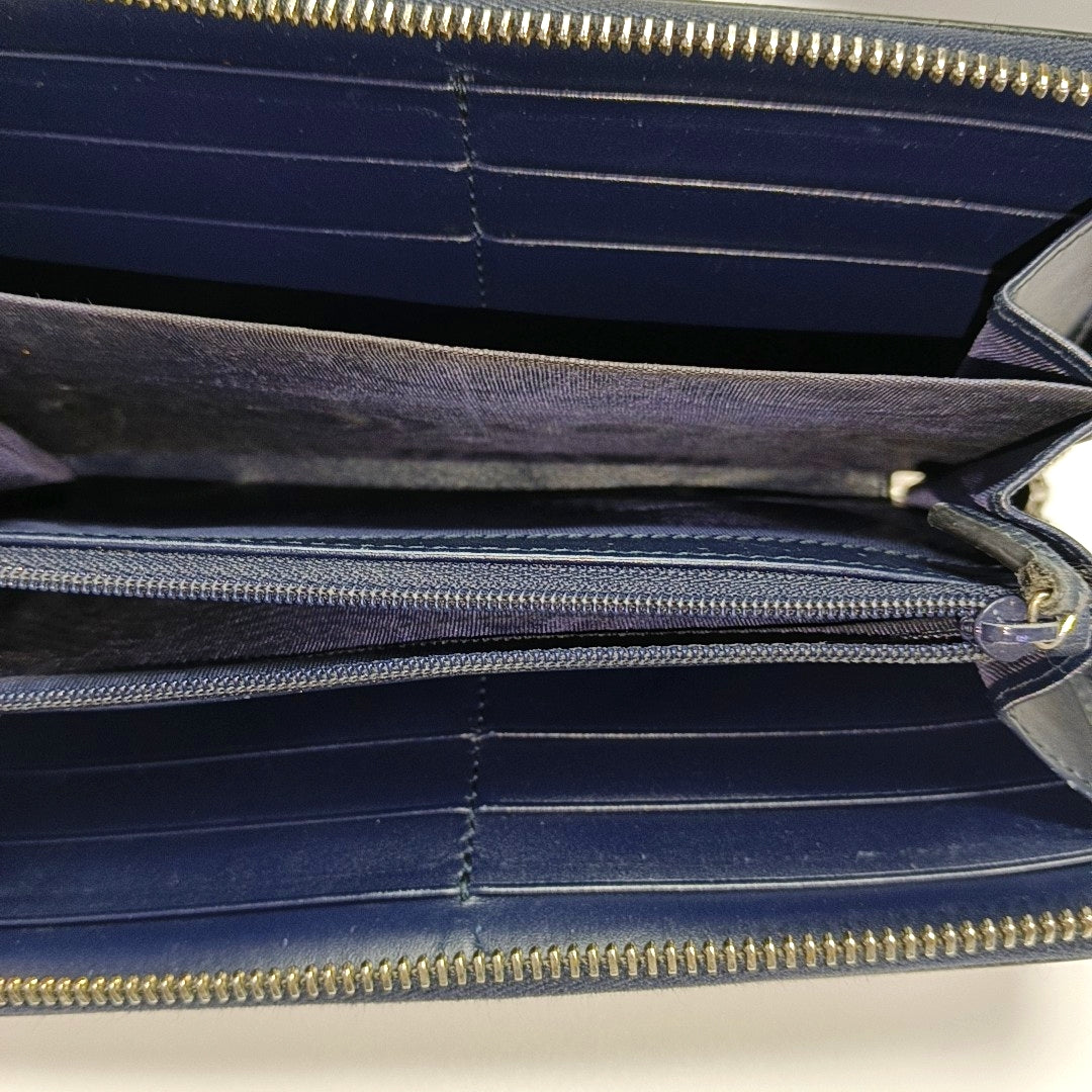 Signature Monogram Calfskin Blue Wallet