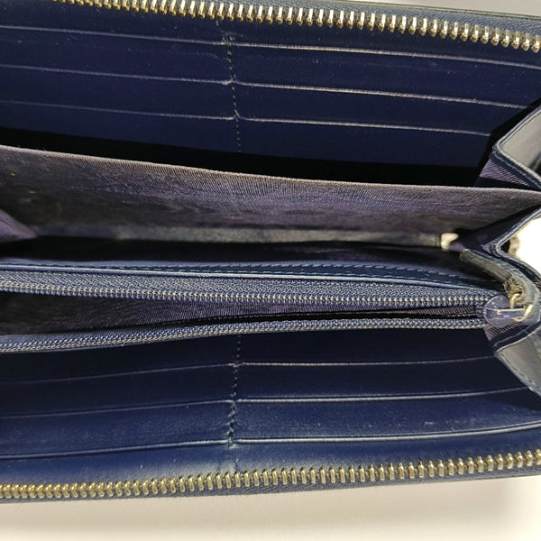 Signature Monogram Calfskin Blue Wallet