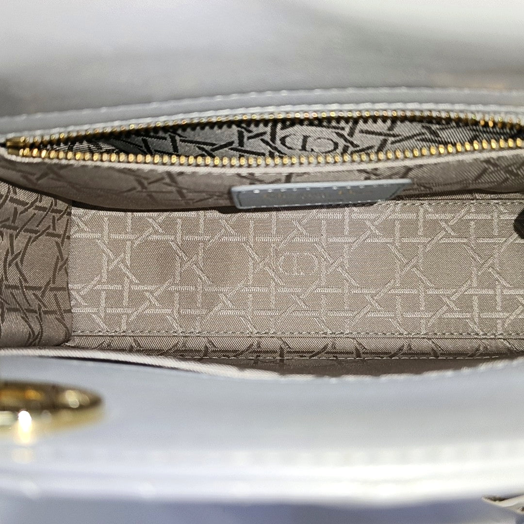 Authenticated pre-owned  Lady Dior Small Quilted Lambskin Grey - Tote Bag at Looply