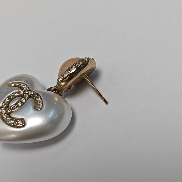 CC Logo Metal White Earrings