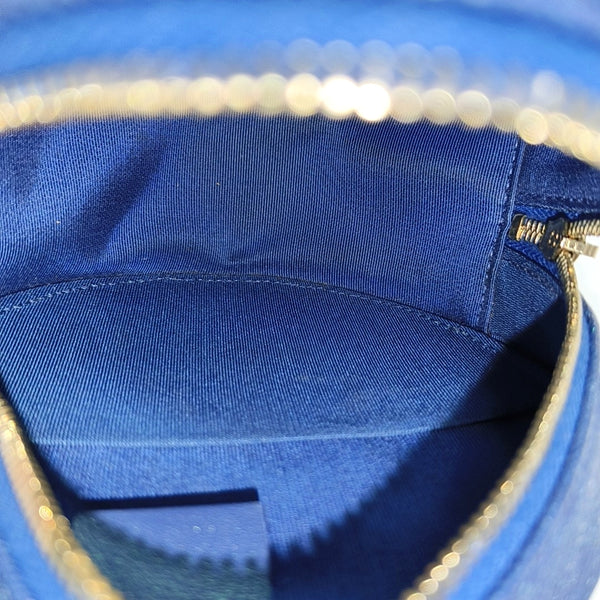 ROUND Quilted Grained Calfskin Blue