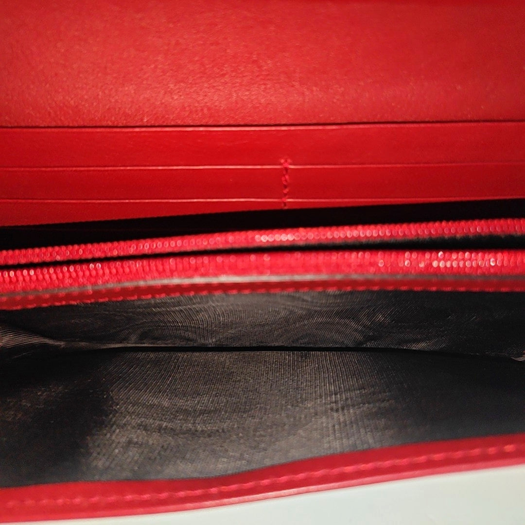 Microguccissima Monogram Calfskin Red Wallet