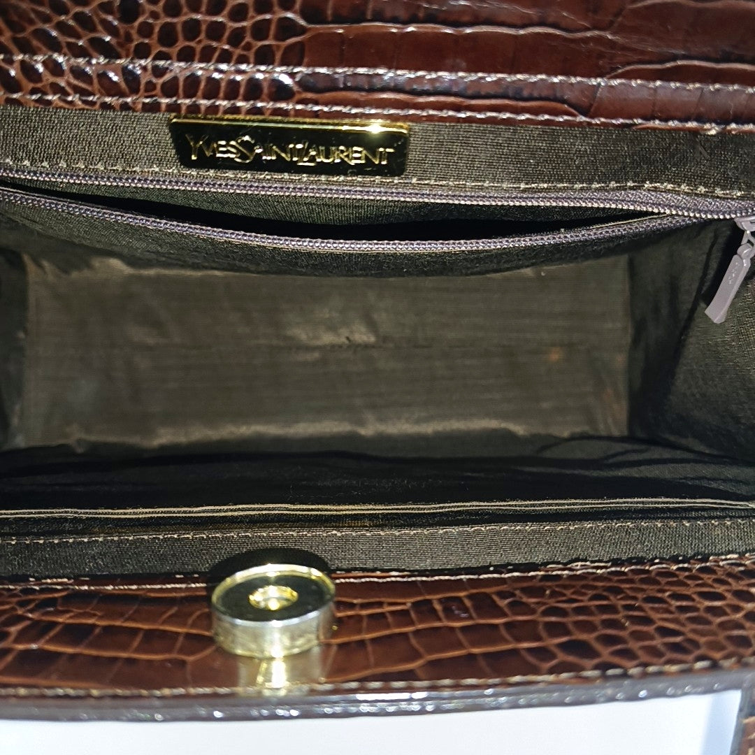 Calfskin Top Handle Bag Brown