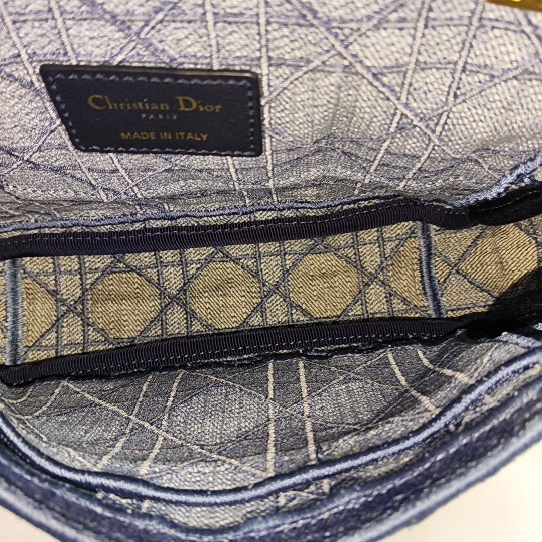 Dior Caro Small Cannage Denim Blue