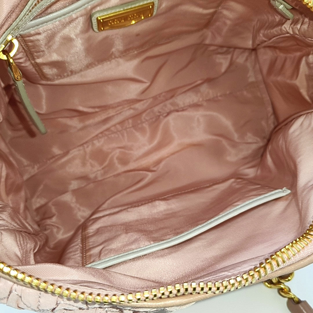 Quilted Canvas Shoulder Bag Pink