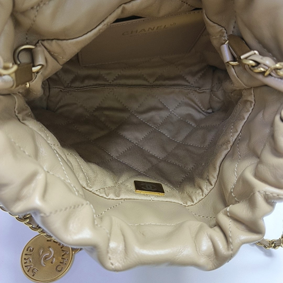 CHANEL 22 Mini Quilted Calfskin Beige