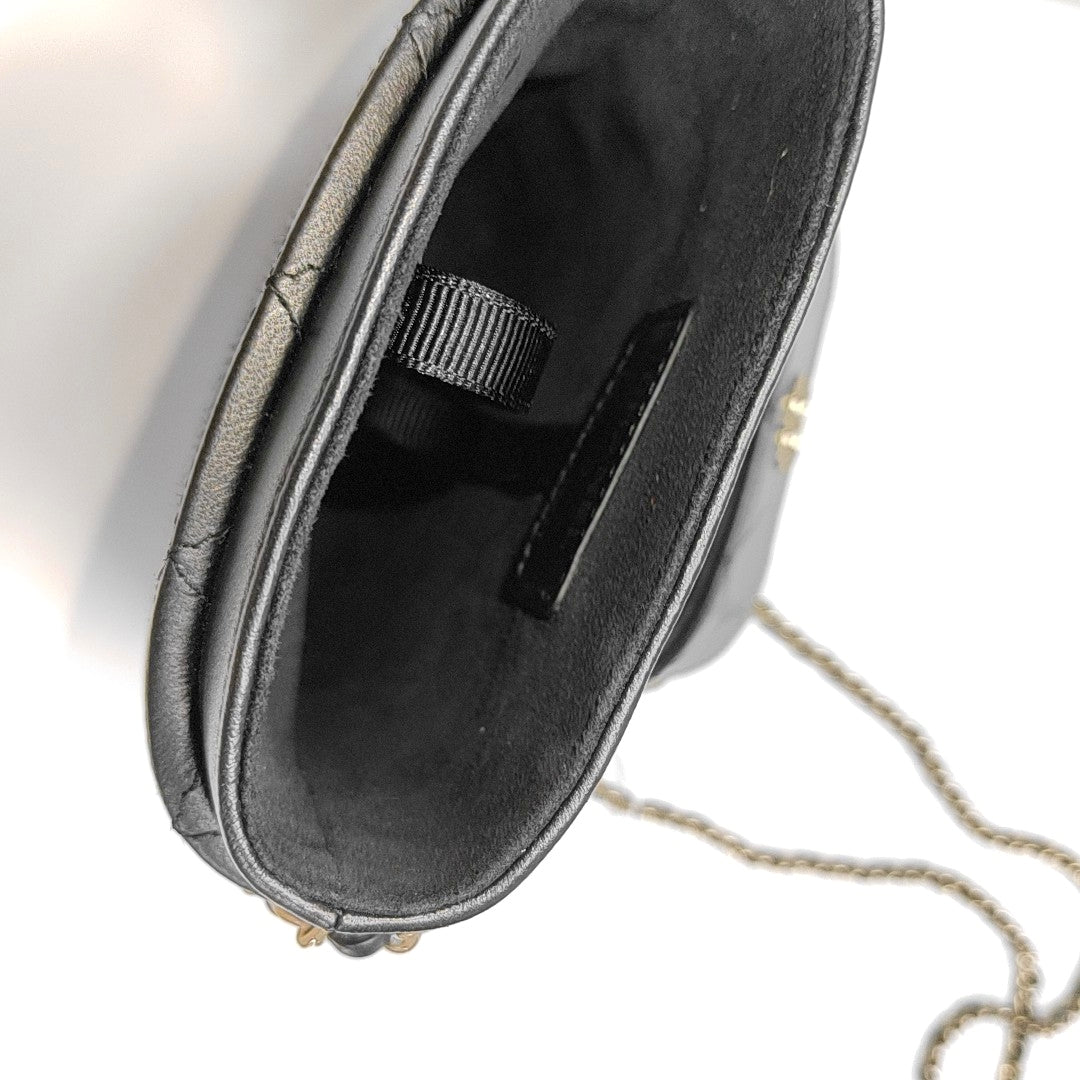 Quilted Lambskin Shoulder Bag Black