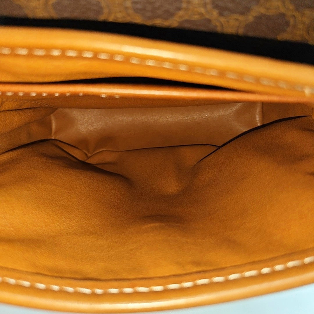 Coated Canvas Shoulder Bag Brown