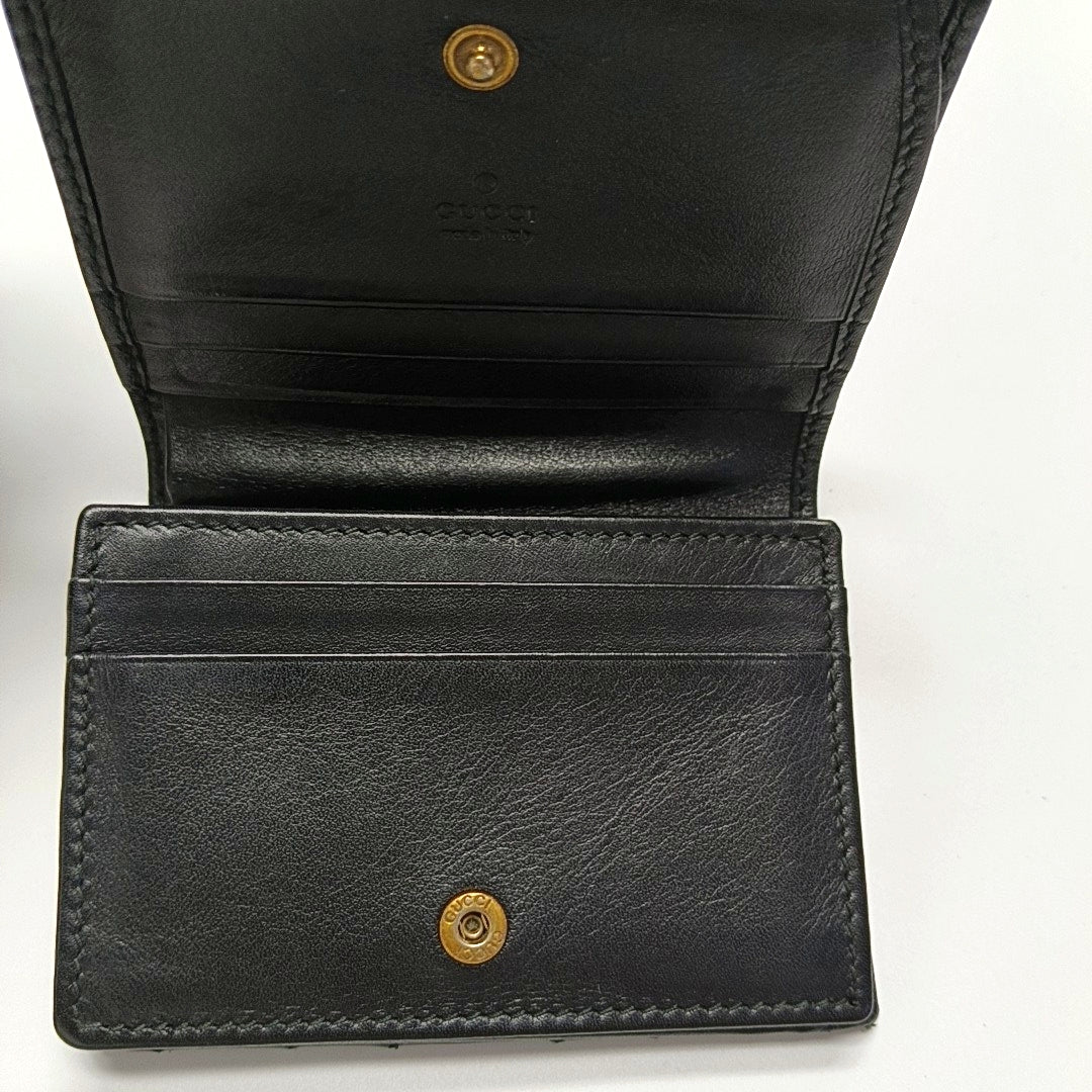 GG Marmont Mini Quilted Calfskin Black Card Holder