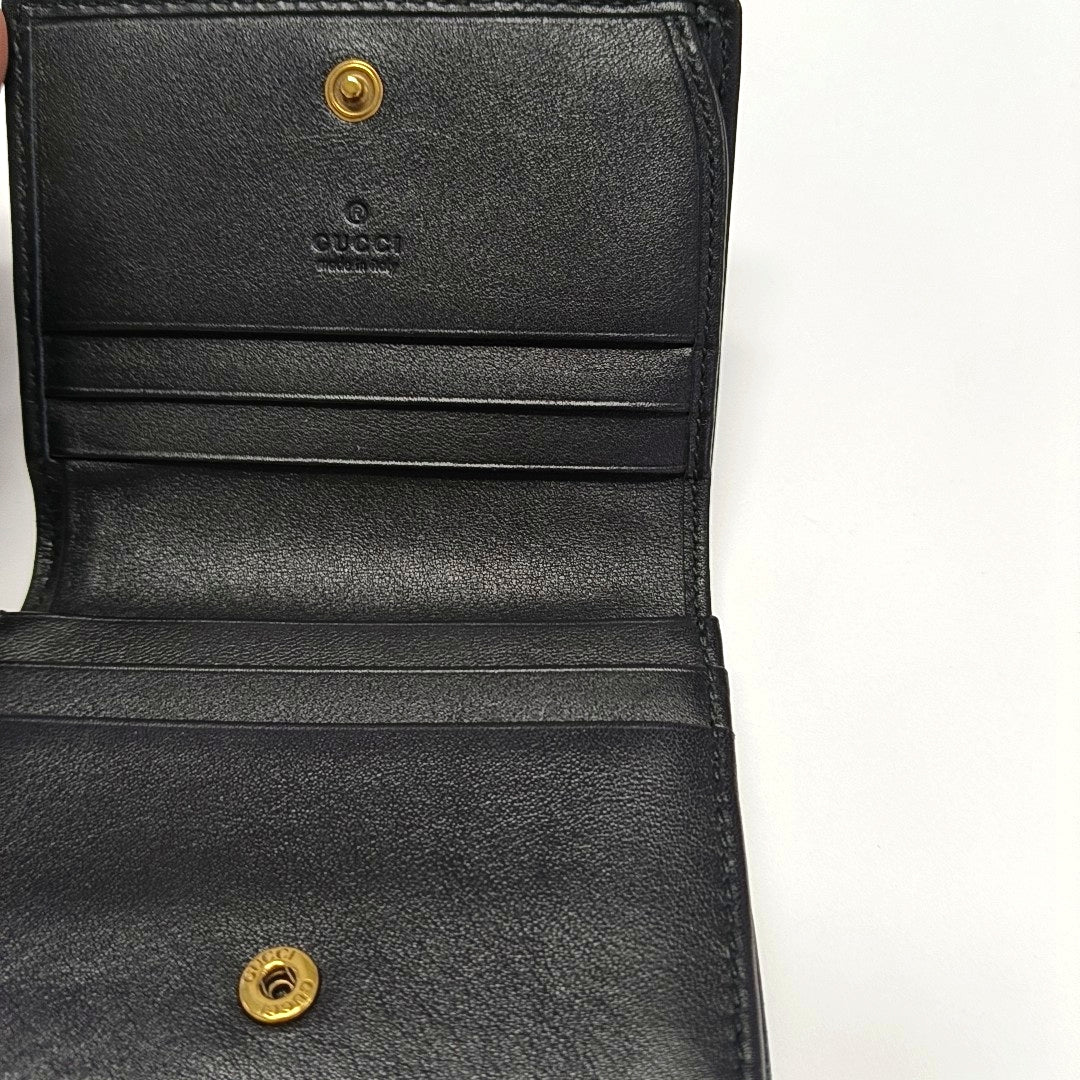 GG Marmont Mini Quilted Calfskin Black Card Holder
