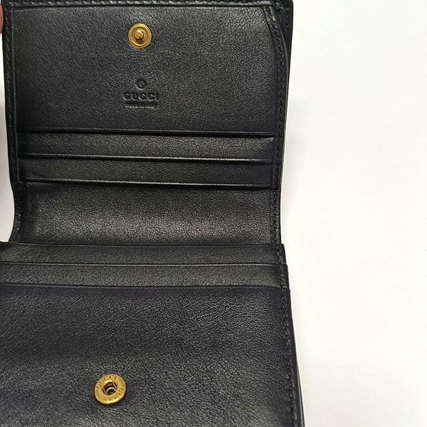 GG Marmont Mini Quilted Calfskin Black Card Holder