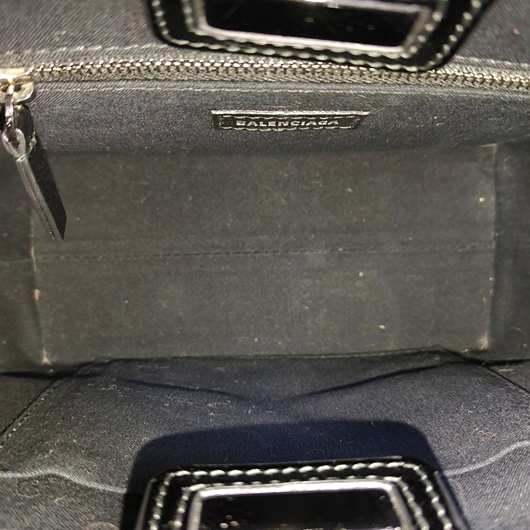 Shopping Bag Super Mini Patent Leather Black