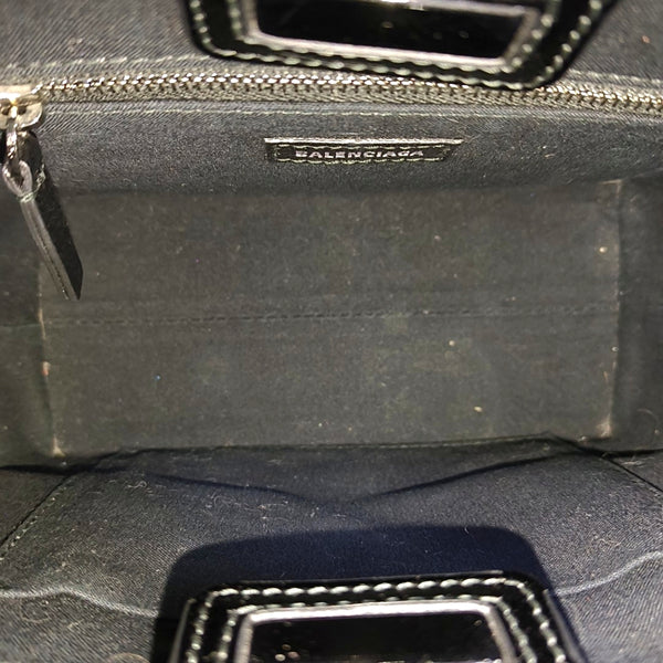 Shopping Bag Super Mini Patent Leather Black