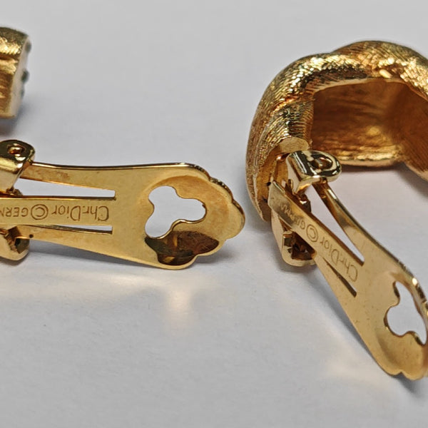 Twist Round Metal Gold Clip On Earrings