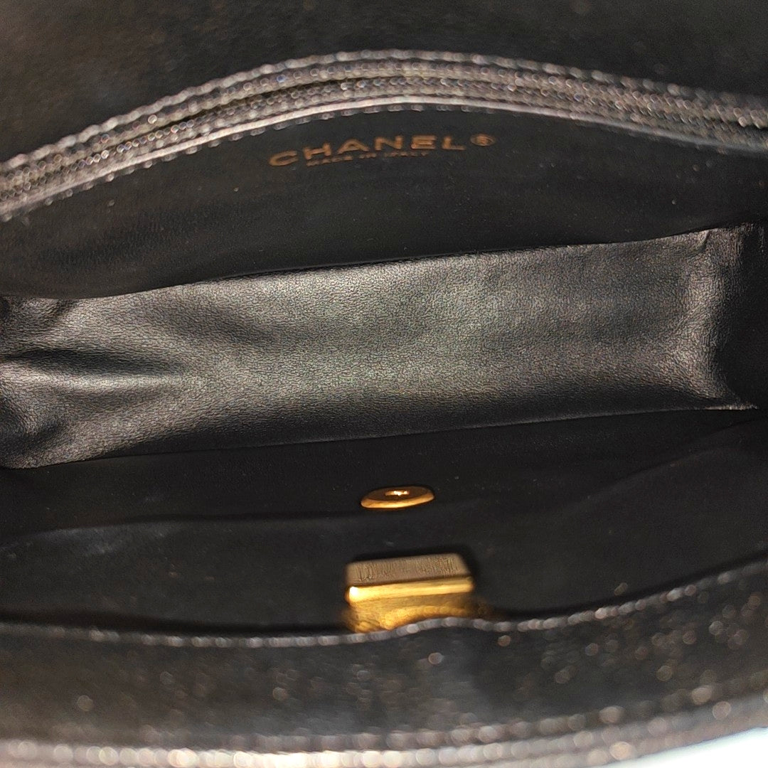 23P Large Quilted Grained Calfskin Black