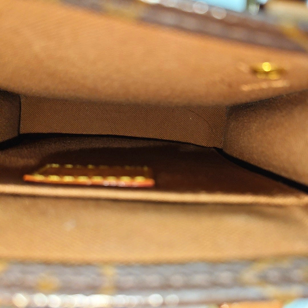 SAC PLAT Mini Monogram Coated Canvas Brown