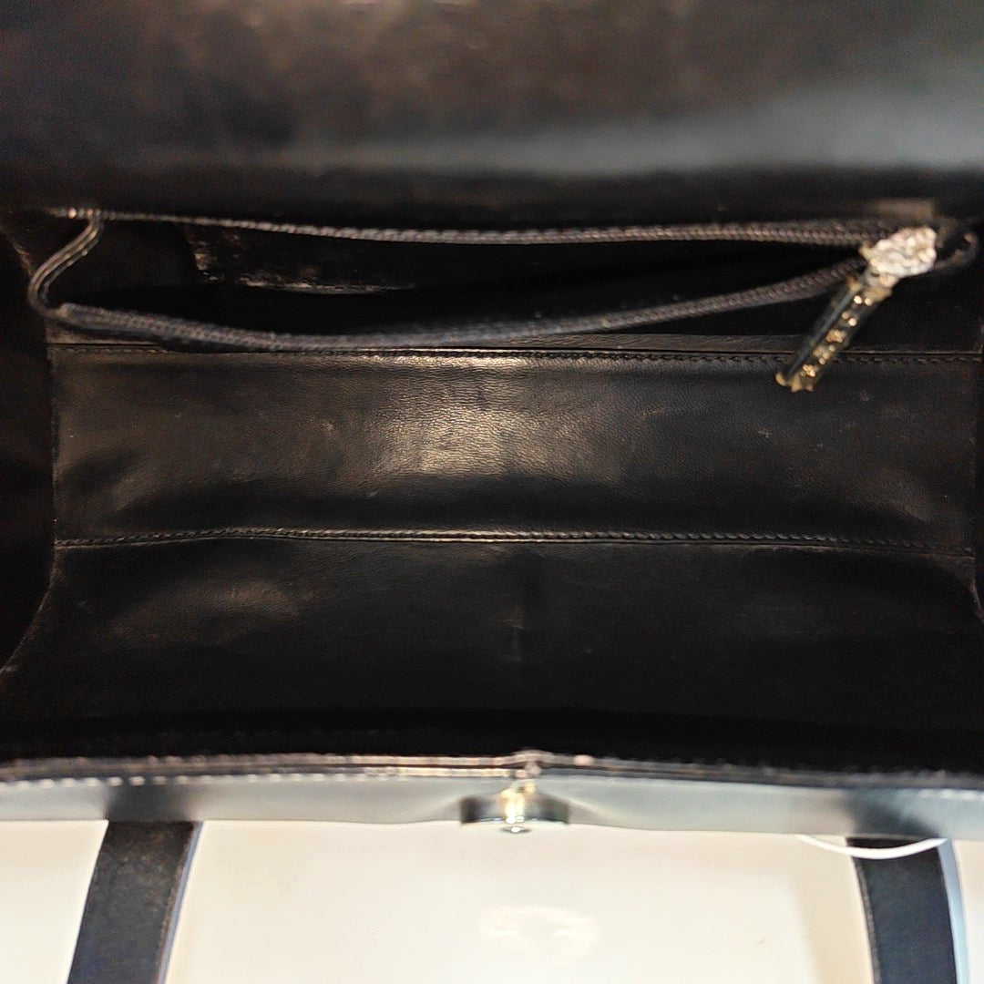 Calfskin Top Handle Bag Black