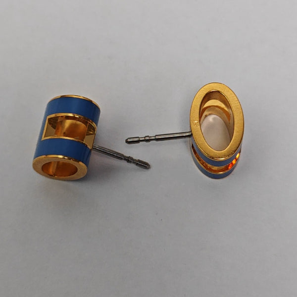 Pop H Metal Blue Stud Earrings