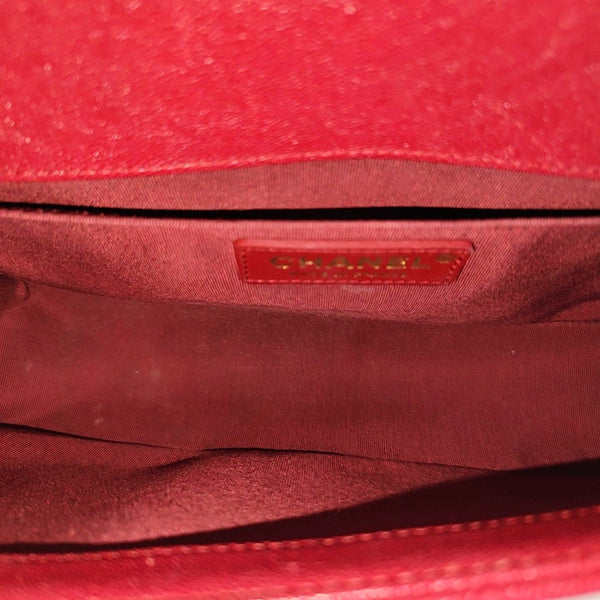 BOY CHANEL Medium Chevron Grained Calfskin Red