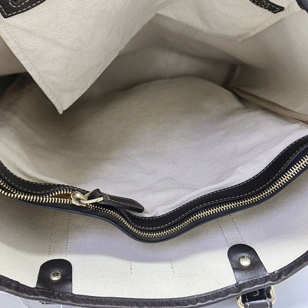 Monogram Coated Canvas Tote Bag Beige