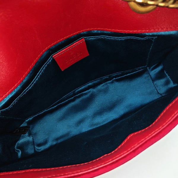 GG Marmont Small Quilted Velvet Red