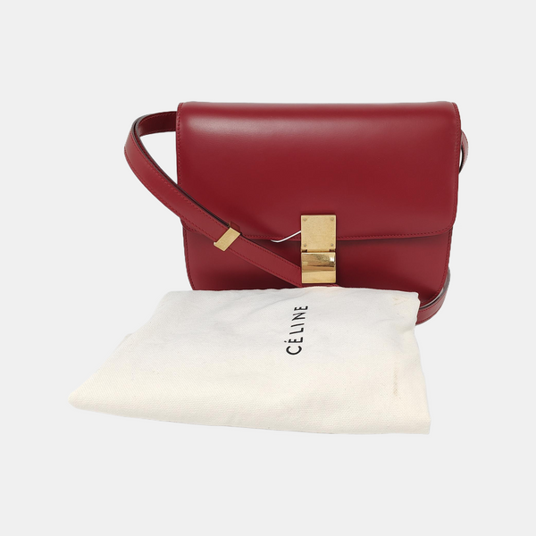 Authenticated pre-owned  CLASSIC BOX Medium Calfskin Red - Shoulder Bag at Looply